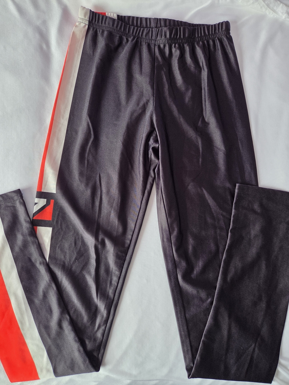 Mass Effect - Women's Black Leggings with Red & White N7 Side Stripe